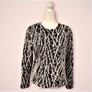 SPORTCHIC Eyelash Knit Fuzzy Black and White Sweater Made in Canada Size L